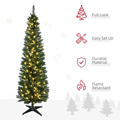 7' Pre Lit Artificial Pencil Christmas Tree, Green Pencil Christmas Trees at Gallery Canada