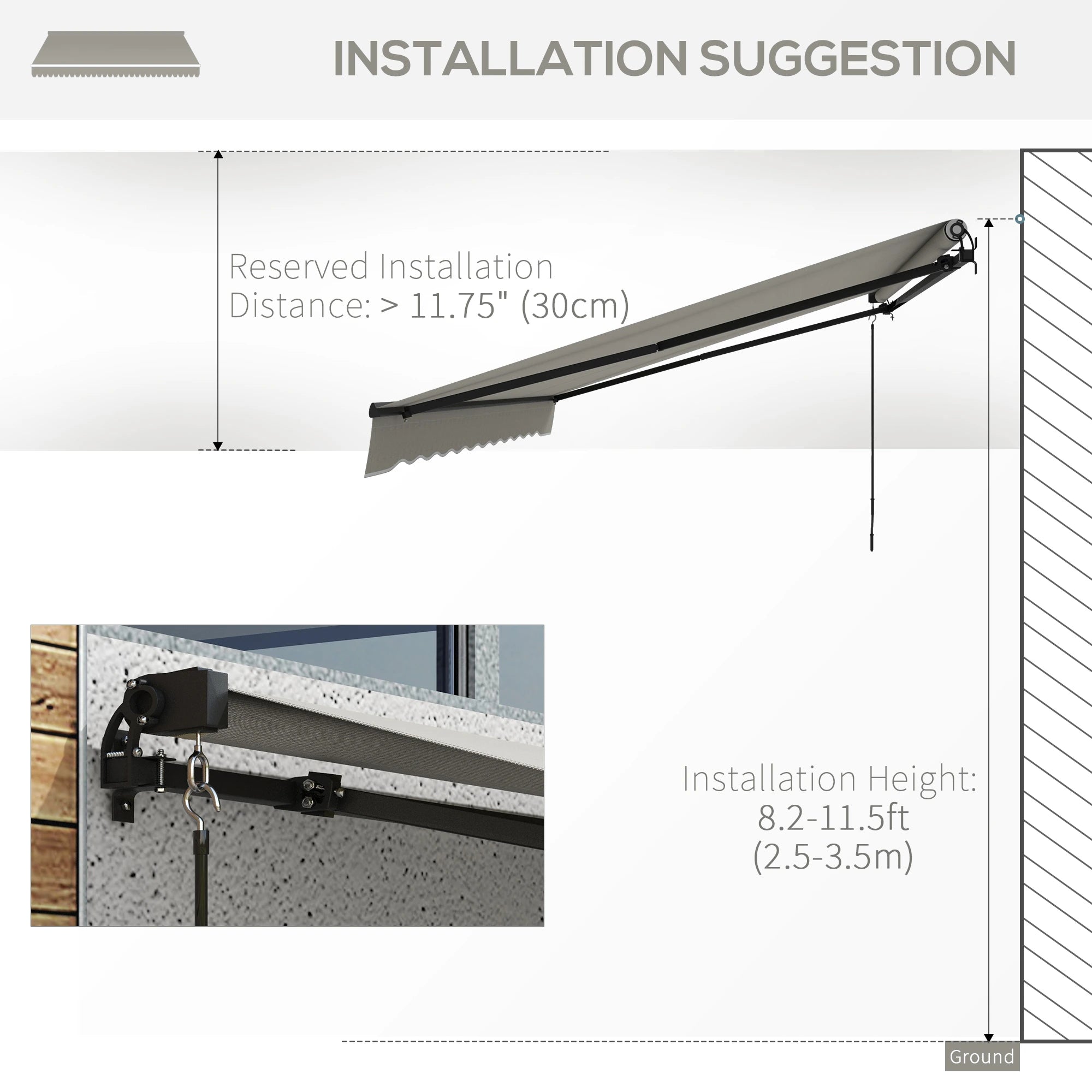 15' X 10' Retractable Awning, 280gsm UV Resistant Sunshade, Light Grey Window Awnings at Gallery Canada