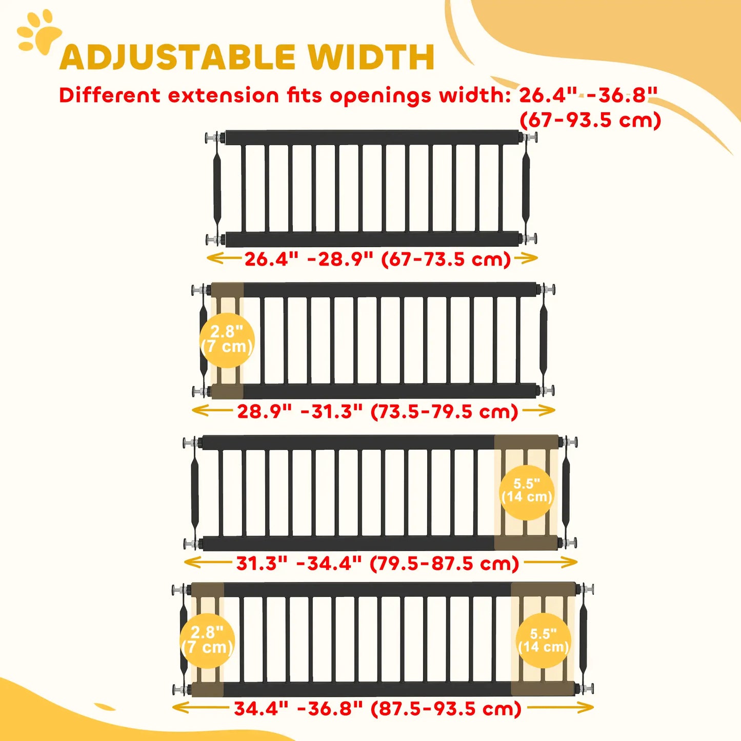 26"-37" Dog Gate, Adjustable Pet Gate, Pressure Mount Kit, Black Pet Gates at Gallery Canada