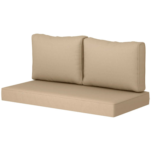 Outdoor Seat Cushions With Backrest, Loveseat Double Sofa, Beige