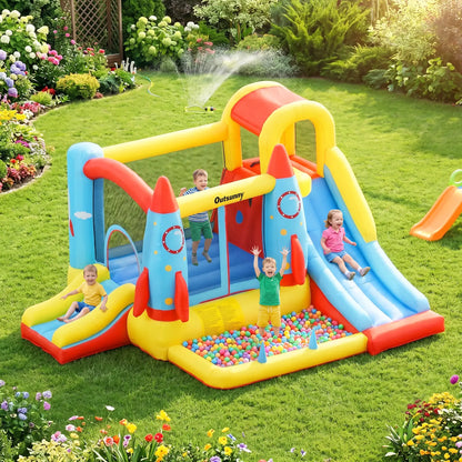 Inflatable Trampoline Slide Pool, Rocket Design, 11.14' x 9.18' x 6.06' Inflatables at Gallery Canada