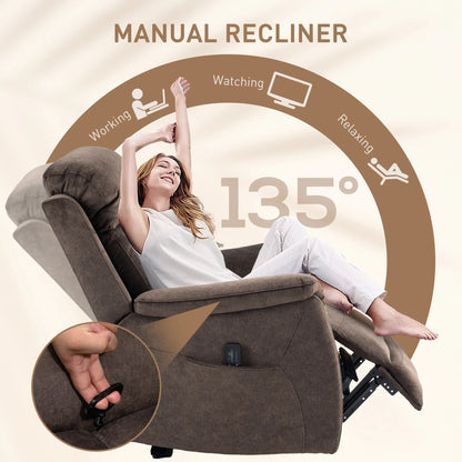 Manual Recliner Chair, Vibration Massage, Side Pockets, Living Room Single Sofas at Gallery Canada