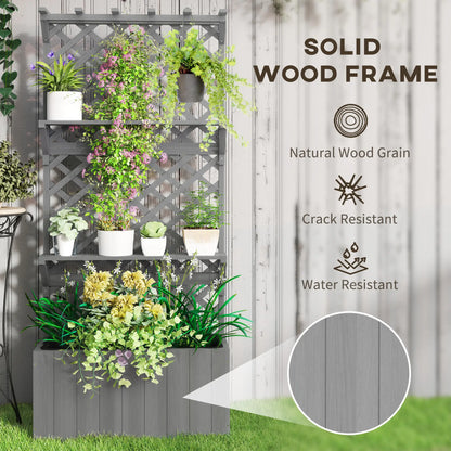 Raised Garden Bed, Wooden Planter with Trellis, Grey Raised Garden Beds at Gallery Canada