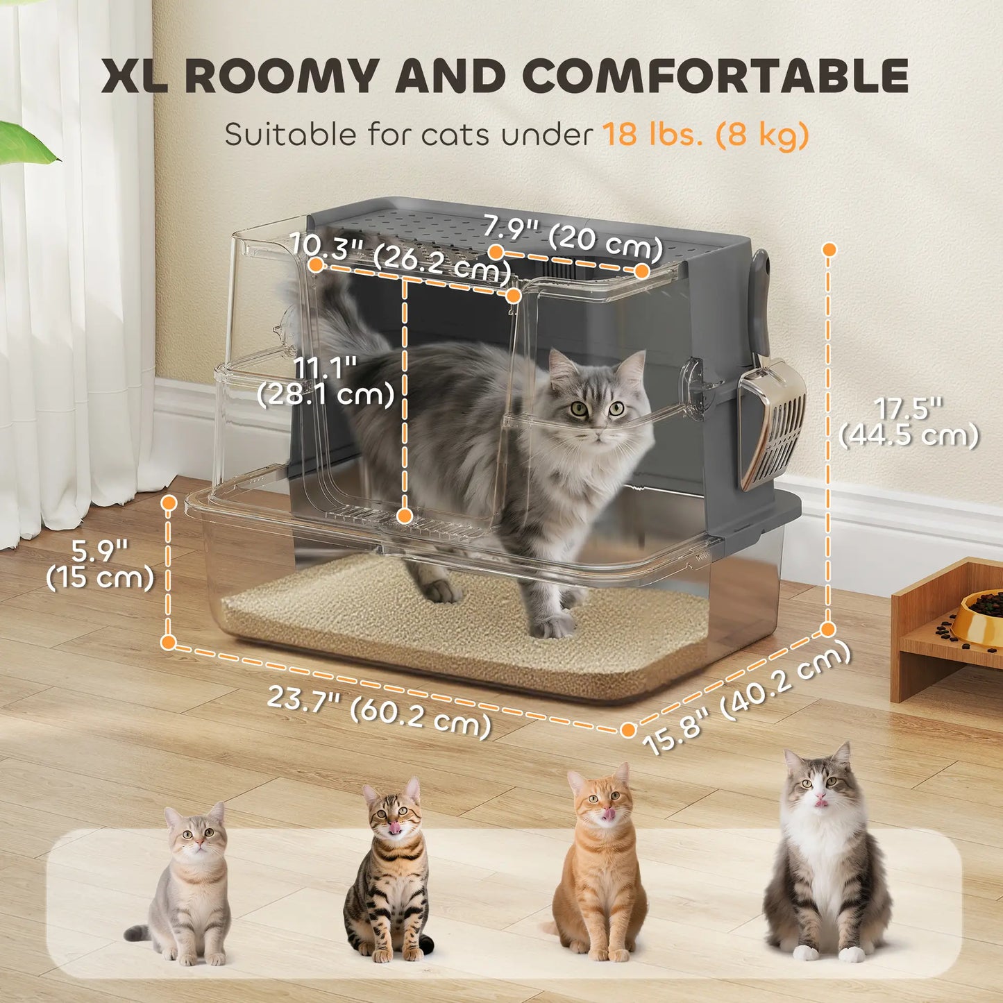 XL Stainless Litter Box With 100° Flip Top, Scoop, Dual Entry, Stainless Cat Litter Box Enclosures at Gallery Canada