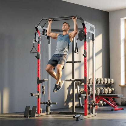 Power Cage, Power Rack Machine, Adjustable Cable Pulley System, Pull-Up Bar, Dip Station Power Towers at Gallery Canada