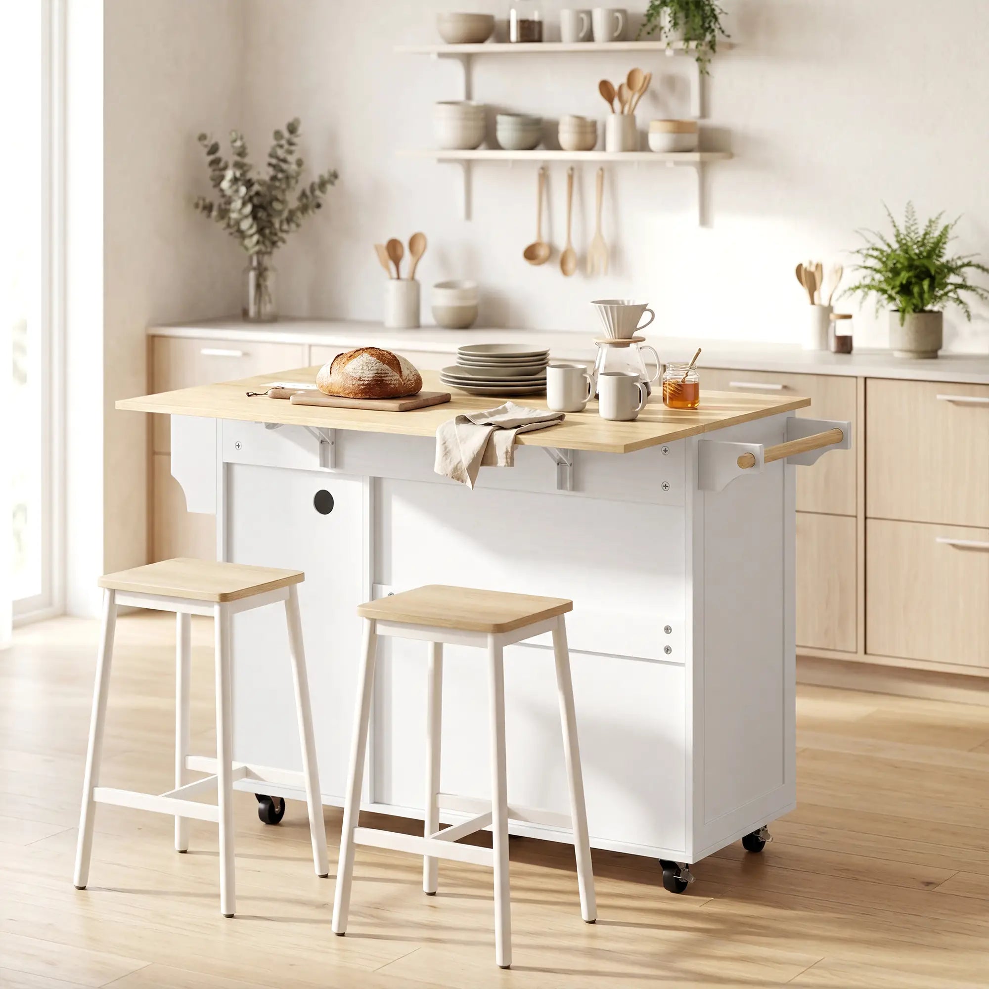 Kitchen Island With Drop Leaf, White Kitchen Islands & Kitchen Carts at Gallery Canada