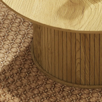 31.5 Inch Round Coffee Table, Nordic Style, Oak Coffee Tables at Gallery Canada