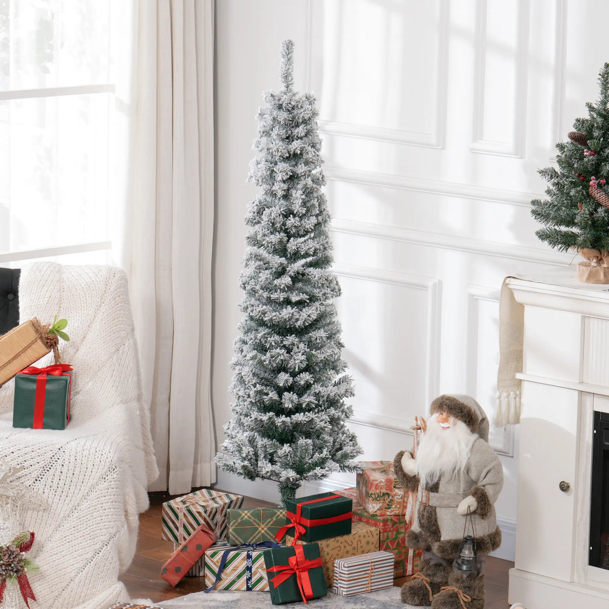 5ft Flocked Pencil Christmas Tree, Realistic Tips, Green Pencil Christmas Trees at Gallery Canada