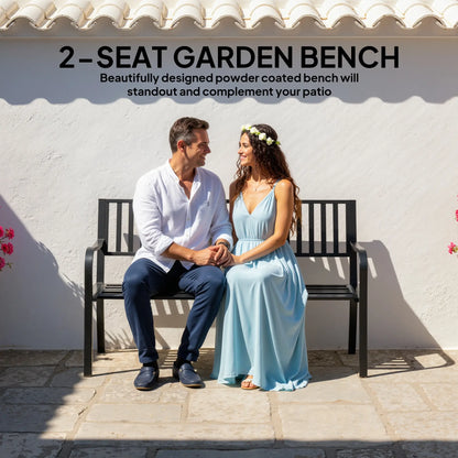 50" Steel Garden Bench Patio Chair Outdoor Seat, Black Outdoor Benches at Gallery Canada