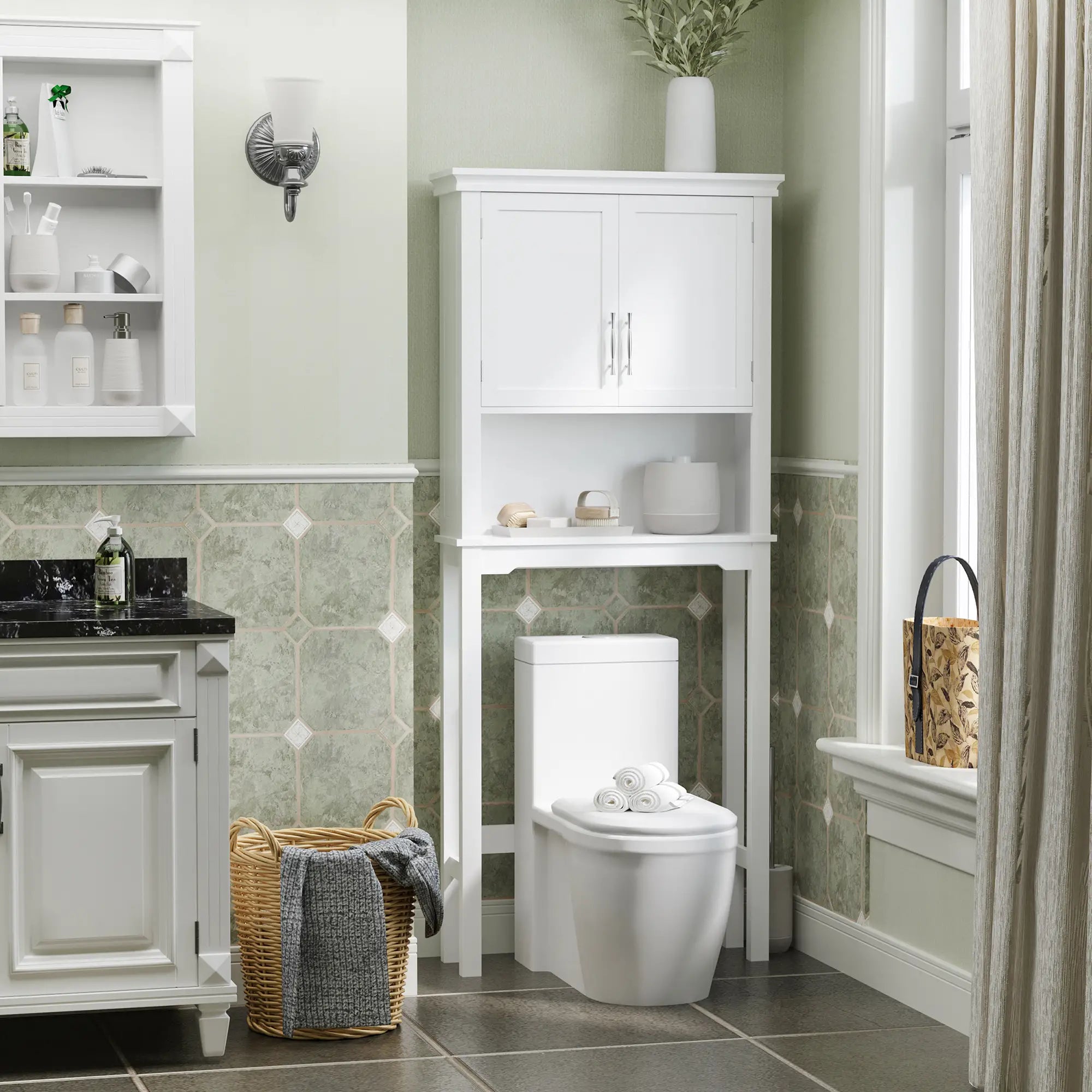 Over Toilet Storage Cabinet, Bathroom Cabinet with Doors, Shelves Over The Toilet Storage at Gallery Canada