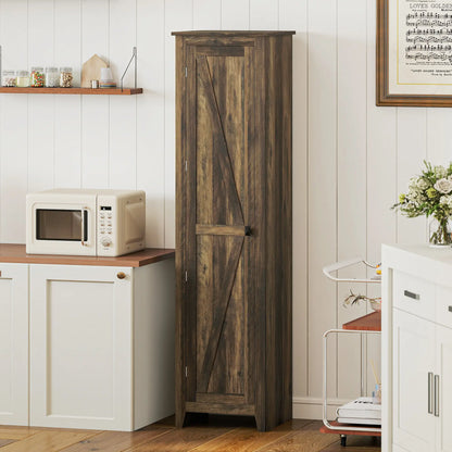 67" Farmhouse Kitchen Pantry Cabinet, Adjustable Shelves, Brown Kitchen Pantry Cabinets at Gallery Canada