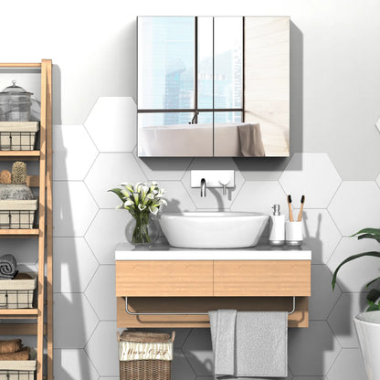 Wall Mounted Mirror Cabinet, Bathroom Medicine, 2 Doors, 3-Tier Shelving, White Mirror Medicine Cabinets at Gallery Canada