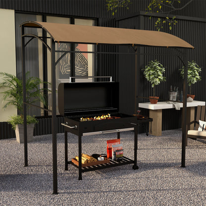 7' x 5' Garden Grill Canopy, Steel Frame, Dark Brown BBQ Grill Gazebos at Gallery Canada