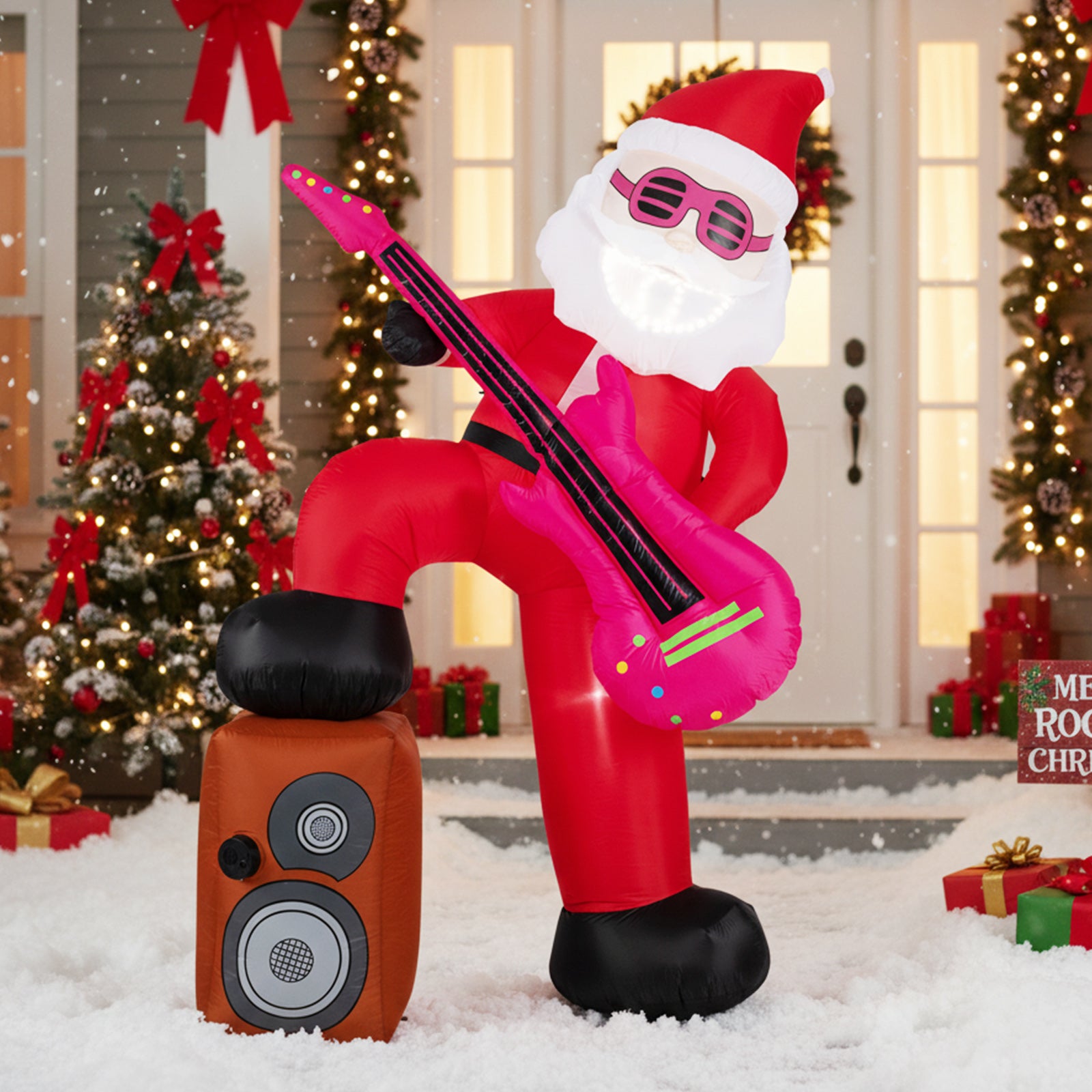 8.4 ft Inflatable Santa Claus with Sound-synced Light Effect and LED Lights Christmas Decor & Accessories at Gallery Canada