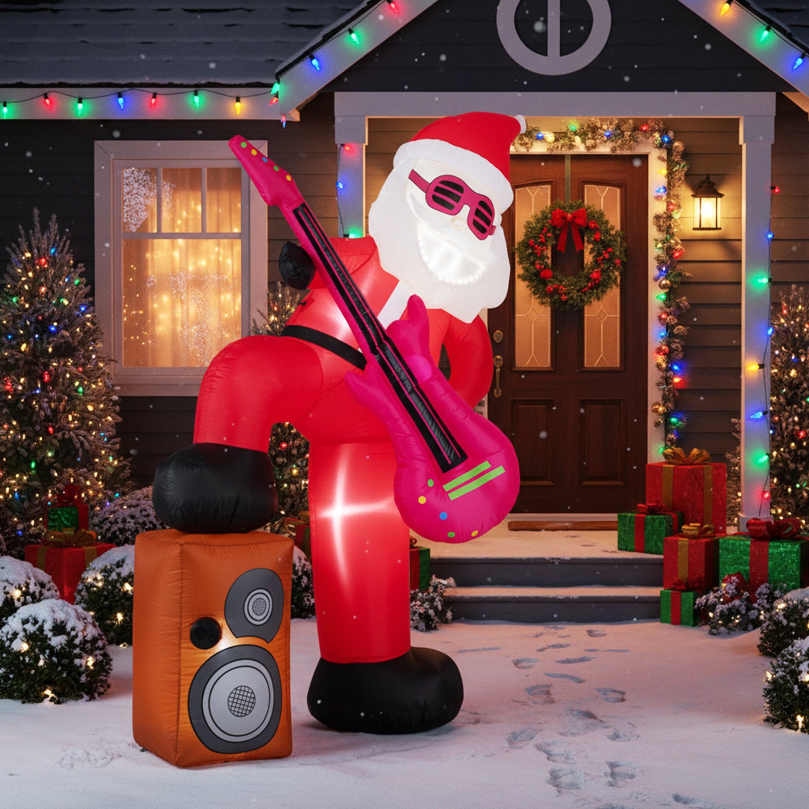 8.4 ft Inflatable Santa Claus with Sound-synced Light Effect and LED Lights Christmas Decor & Accessories at Gallery Canada