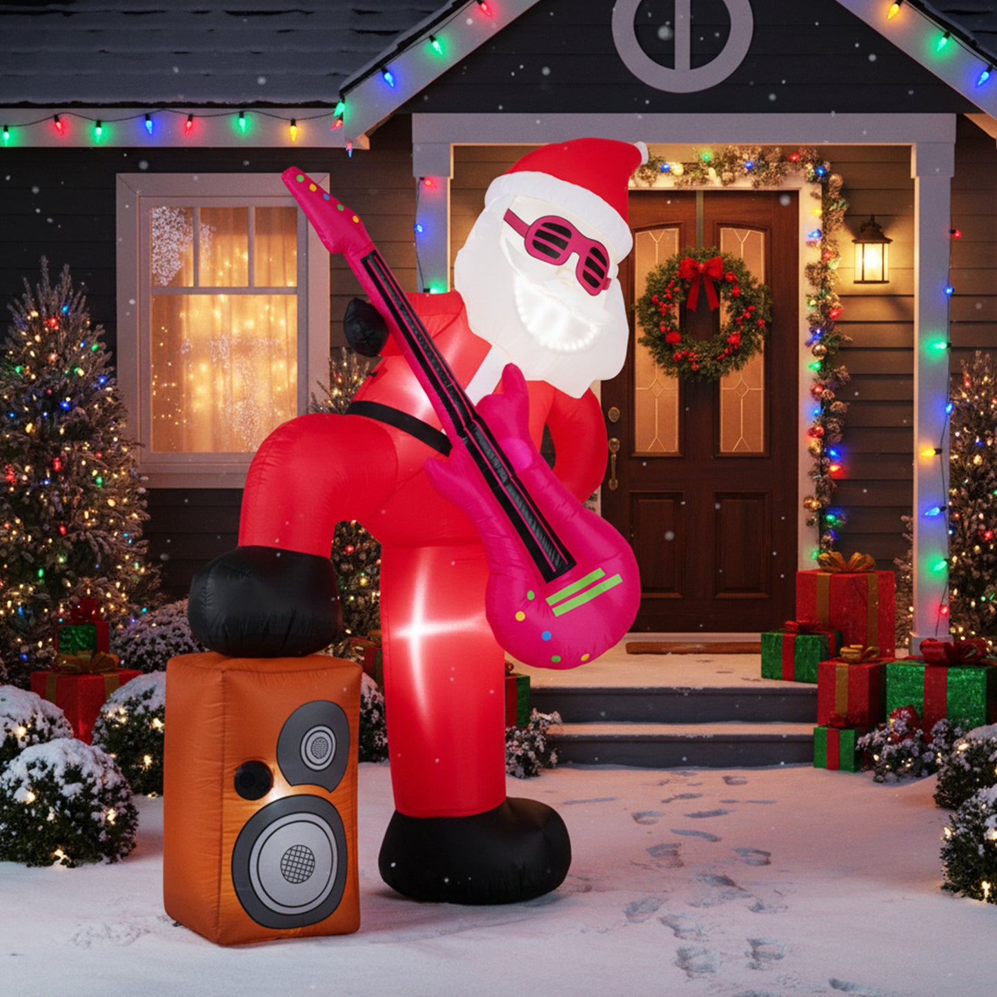 8.4 ft Inflatable Santa Claus with Sound-synced Light Effect and LED Lights Christmas Decor & Accessories at Gallery Canada
