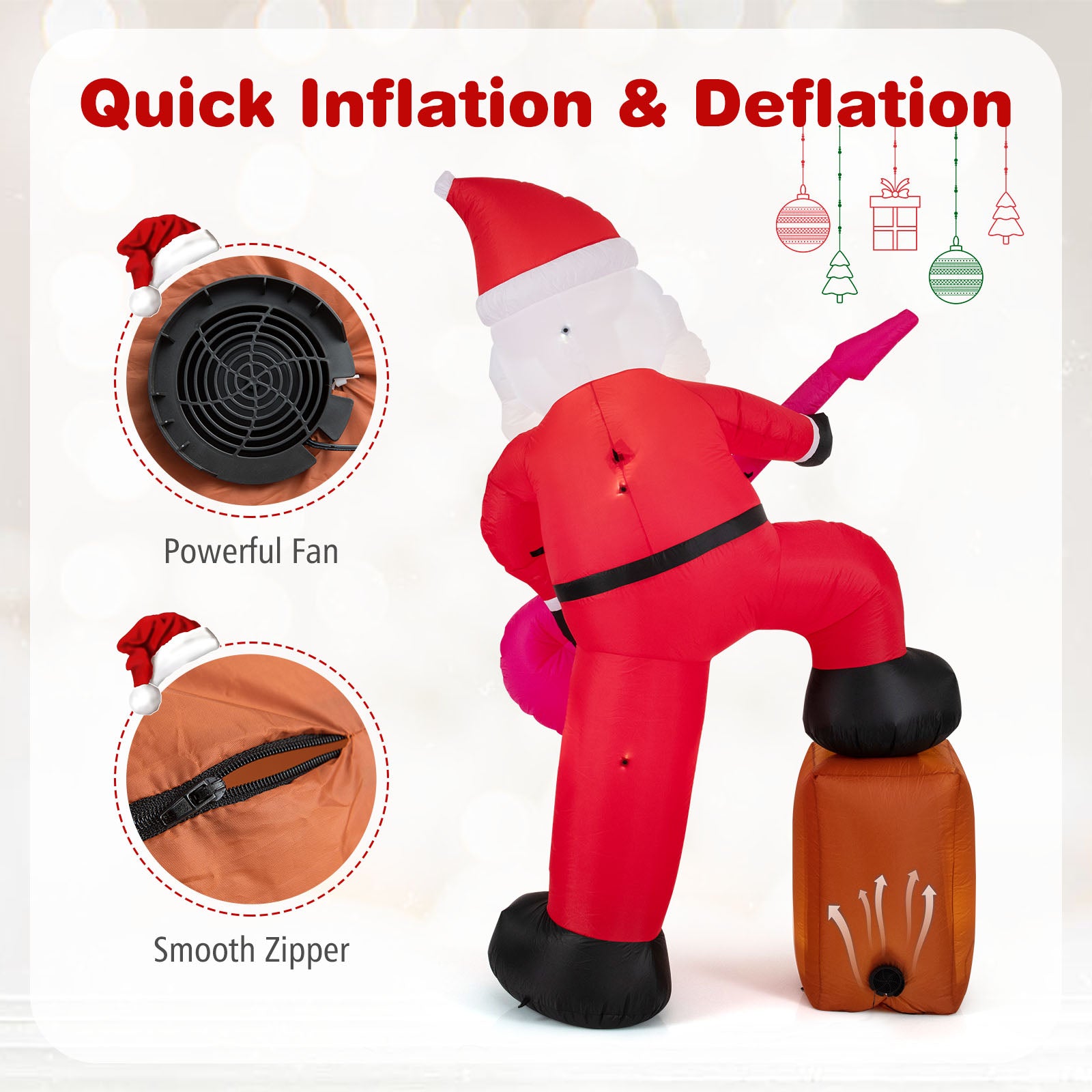 8.4 ft Inflatable Santa Claus with Sound-synced Light Effect and LED Lights Christmas Decor & Accessories at Gallery Canada