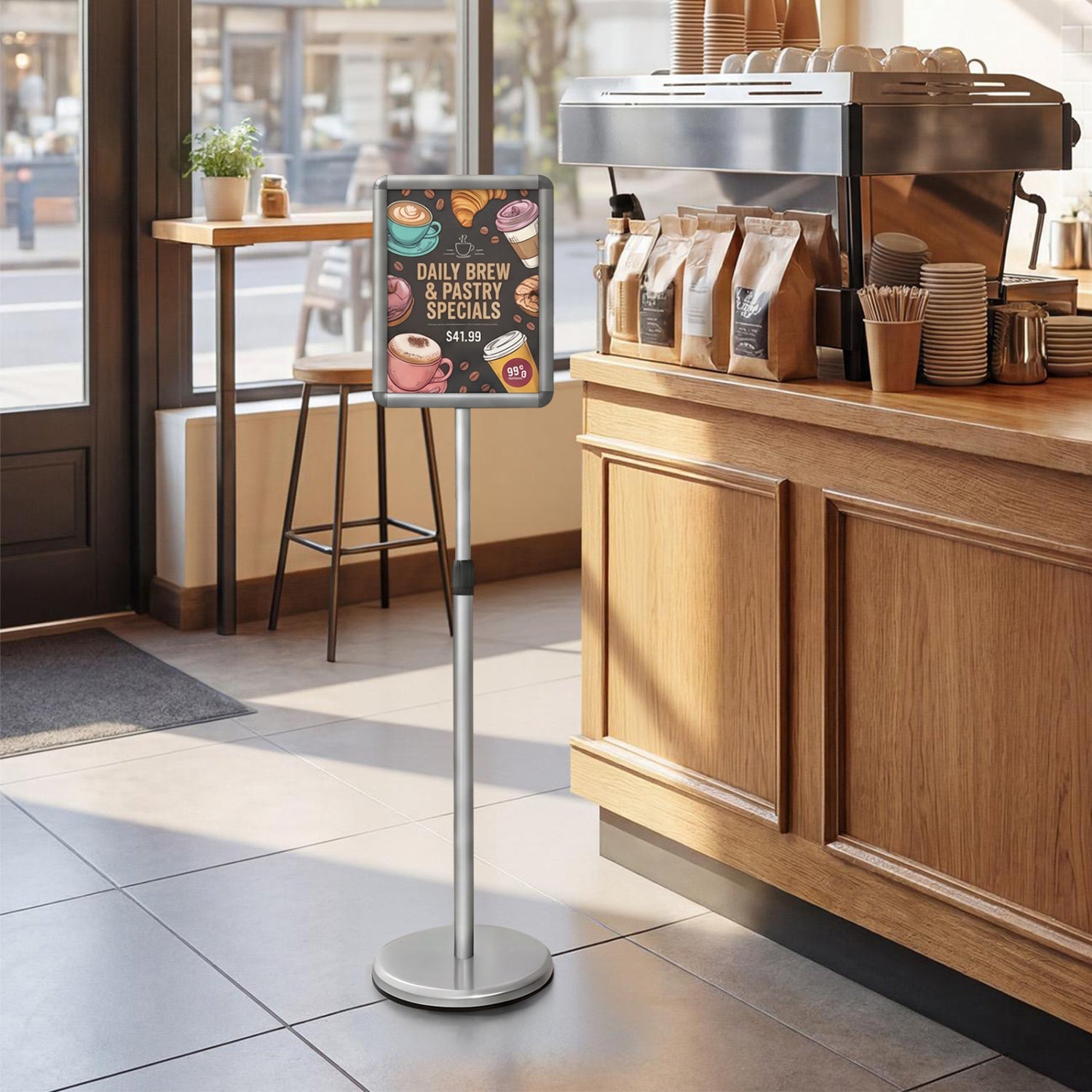 8.5X11Inch Sign Holder Stand, 360° Rotation, Snap-Open Frame, Silver Home Office at Gallery Canada