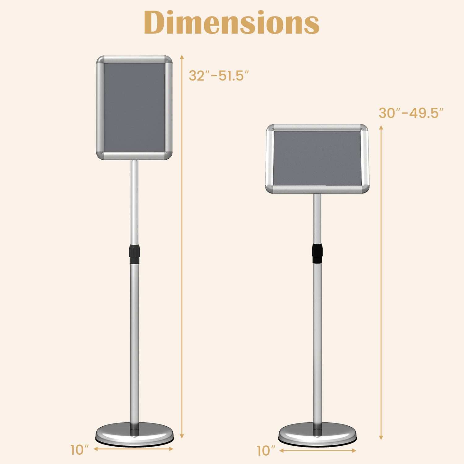 8.5X11Inch Sign Holder Stand, 360° Rotation, Snap-Open Frame, Silver Home Office at Gallery Canada