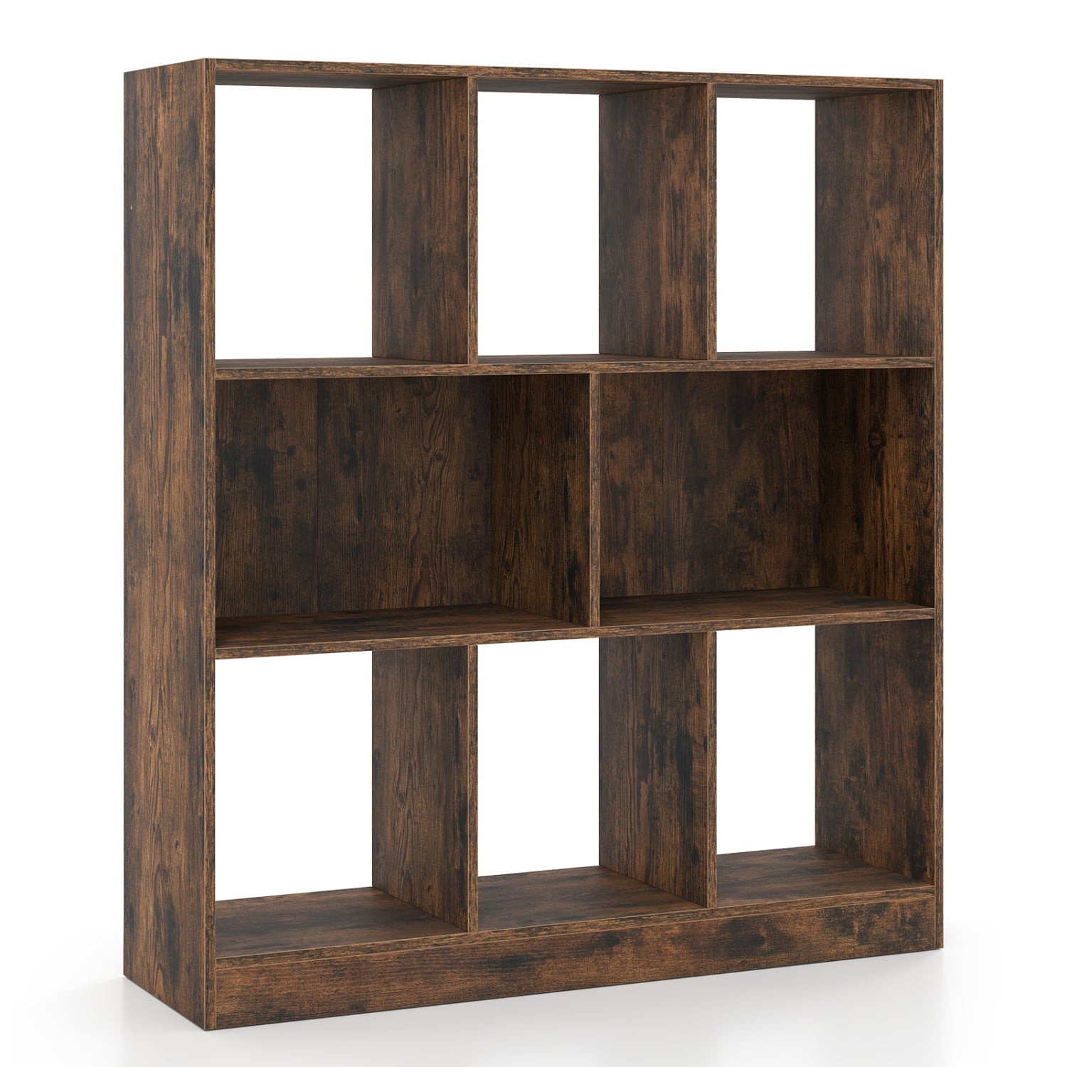 3-Tier 8-Cube Bookcase, 2-Sized Compartments, Rustic Brown Bookcases Rustic Brown at Gallery Canada