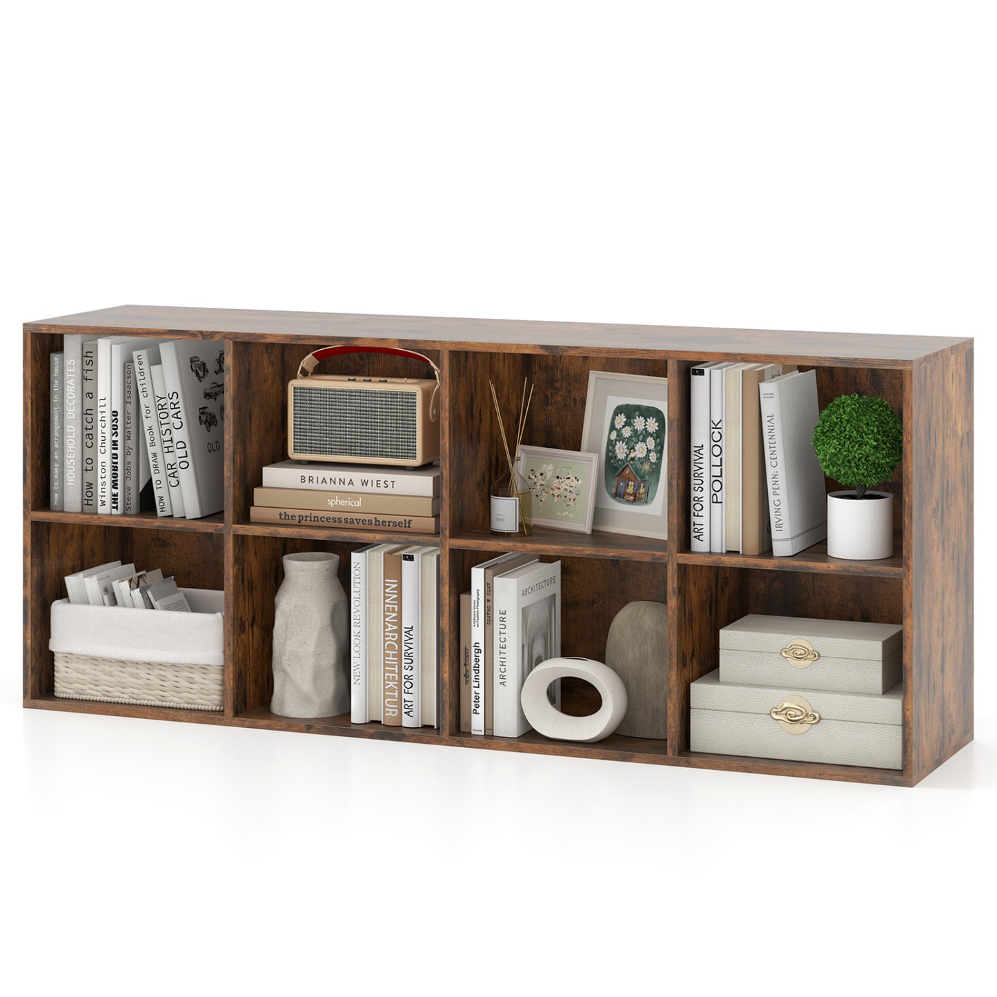 8-Cube Bookcase Bookshelf, Storage Organizer, Rustic Brown Bookcases at Gallery Canada