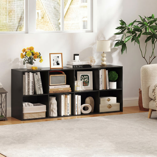 8-Cube Bookcase Bookshelf, Storage Organizer, Black
