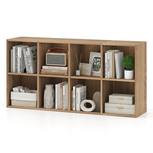 8-Cube Bookcase Bookshelf, Storage Organizer, Natural