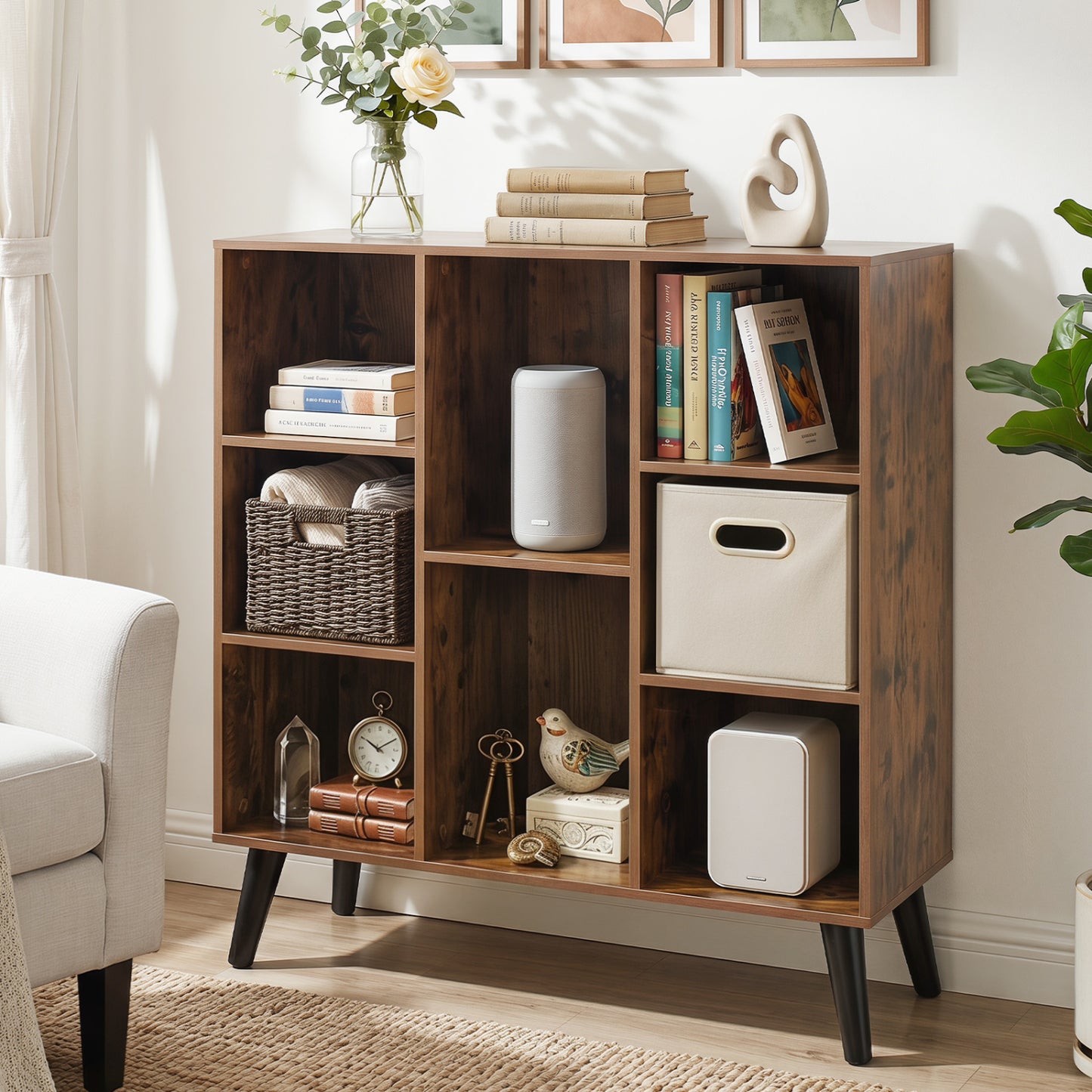 8-Cube Bookcase, with Raised Legs, Rustic Brown Bookcases at Gallery Canada