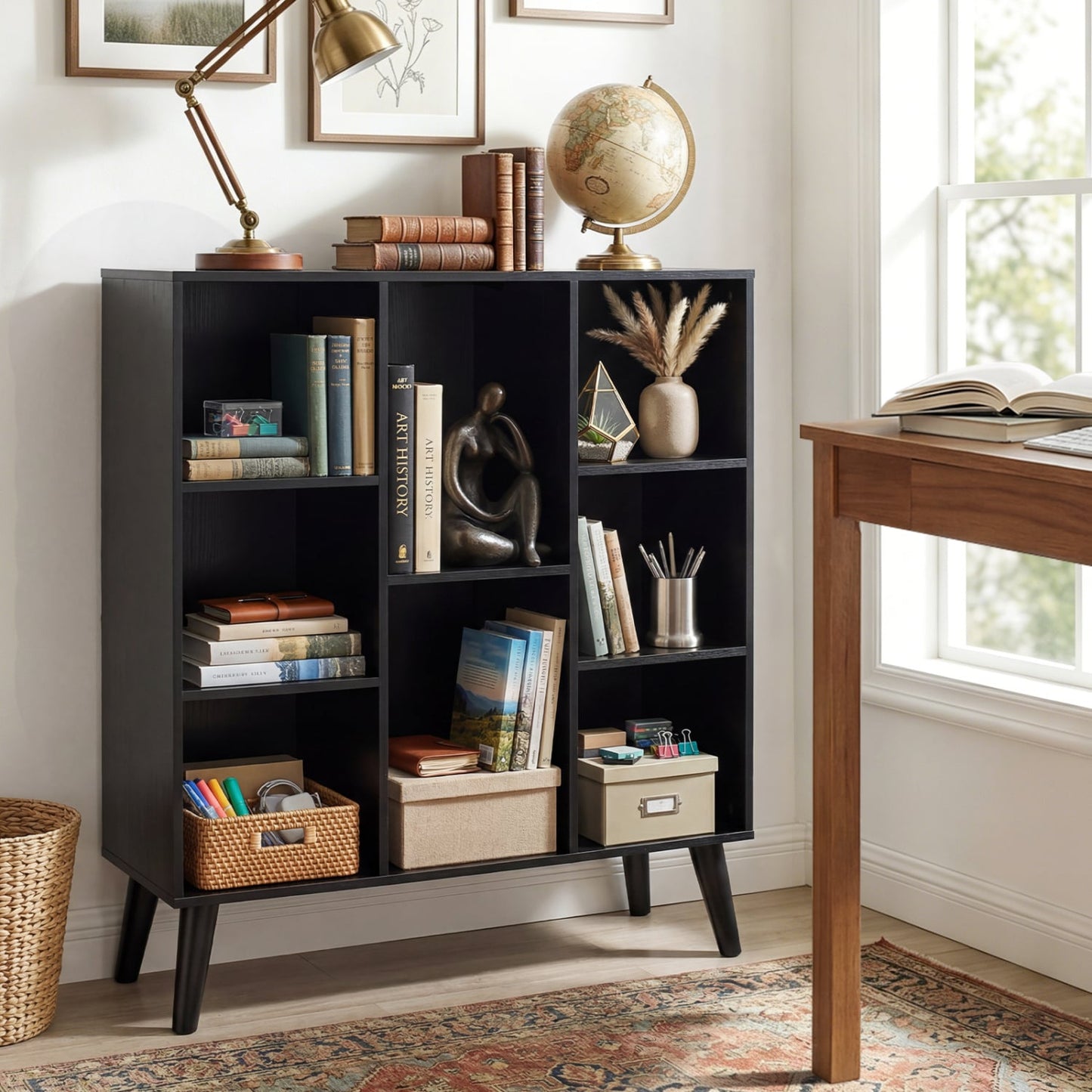 8-Cube Bookcase with Raised Legs, Black Bookcases at Gallery Canada