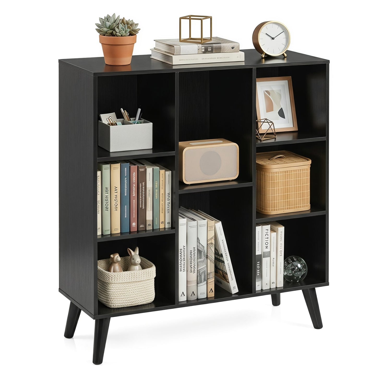8-Cube Bookcase with Raised Legs, Black Bookcases at Gallery Canada