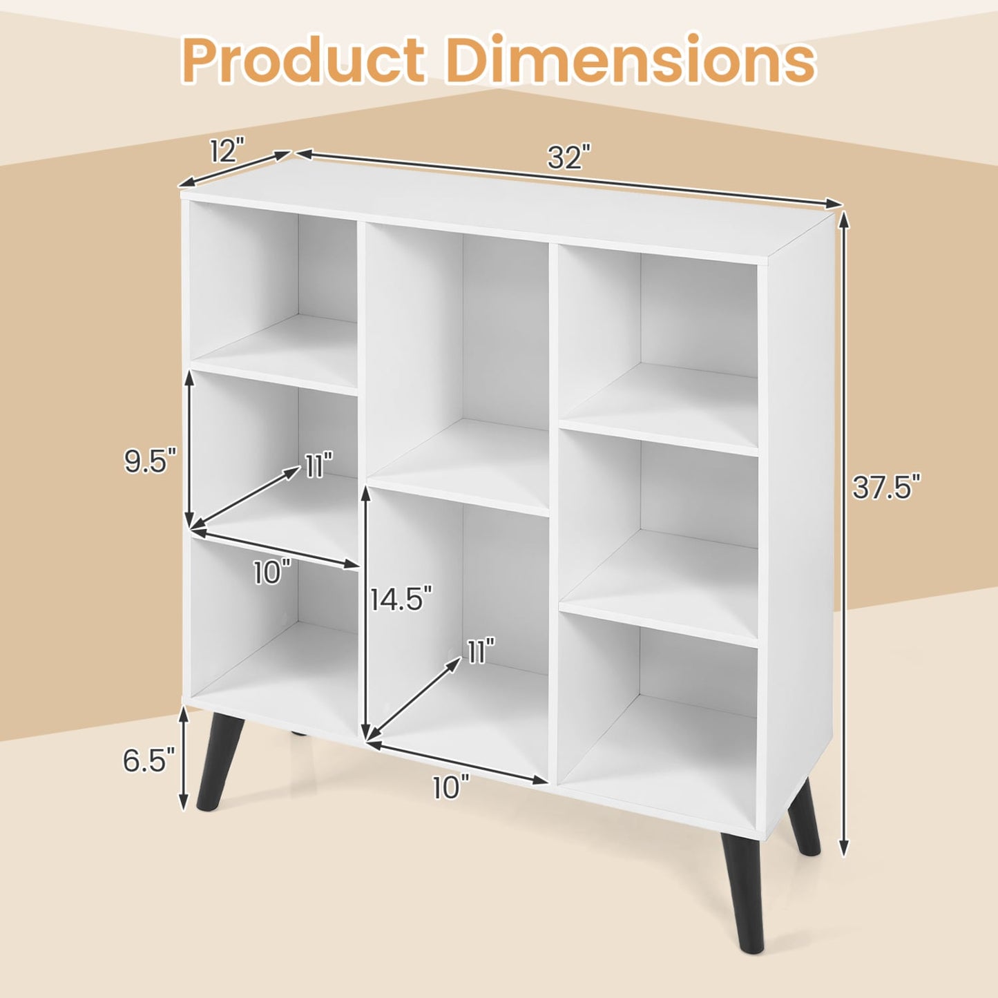 8-Cube Bookcase With Raised Legs, White Bookcases at Gallery Canada