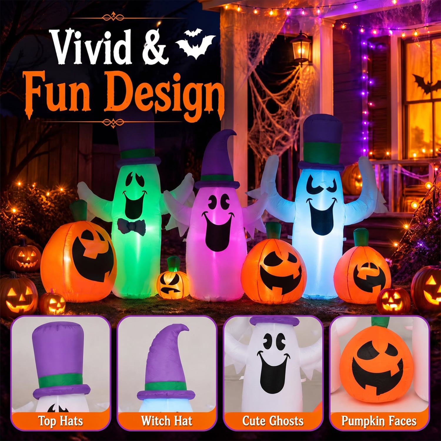 8 FT Inflatable Ghosts Pumpkins, RGB LED Halloween Halloween at Gallery Canada