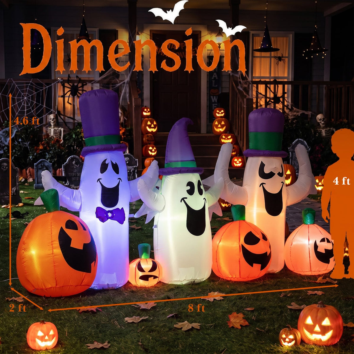 8 FT Inflatable Ghosts Pumpkins, RGB LED Halloween Halloween at Gallery Canada