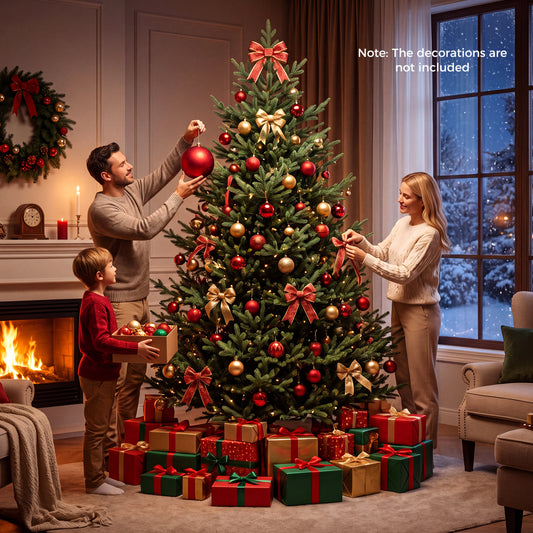 8 FT Pre-Lit Artificial Christmas Tree, 450 Warm White LED Lights, Green Christmas Tree Green at Gallery Canada