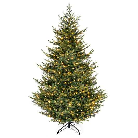 8 FT Pre-Lit Artificial Christmas Tree, 450 Warm White LED Lights, Green Christmas Tree Green at Gallery Canada