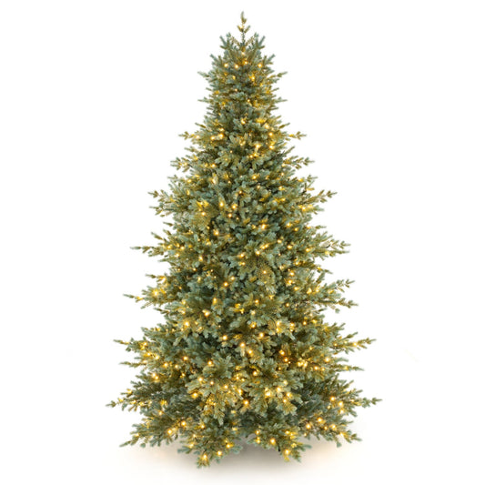 8 FT Pre-Lit Artificial Christmas Tree, 630 Warm White LED Lights, Green Christmas Tree Green at Gallery Canada