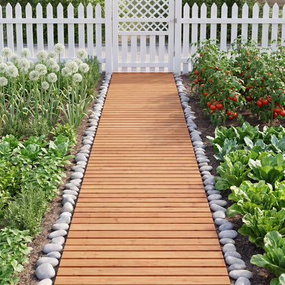 8 FT Wooden Garden Pathway, Non-Slip Surface, Patio, Natural Decorative Fencing & Flooring at Gallery Canada