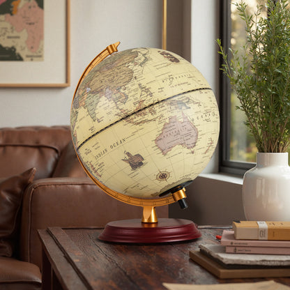 8 Inch Illuminated World Globe Night Light, Wooden Stand, HD Map, Bronze Learning Toys at Gallery Canada