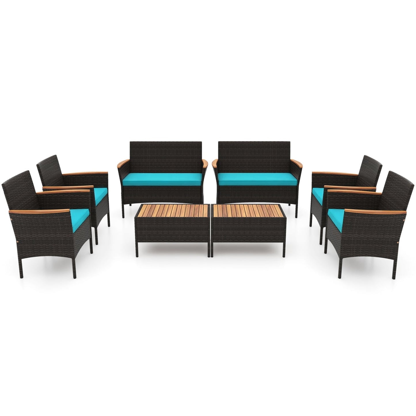 8-Pc Patio Wicker Sofa Set with Chairs, Loveseats & Table, Turquoise Patio Conversation Sets at Gallery Canada