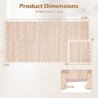 8 Pieces EVA Foam Floor Tiles with Wood Texture, Natural Decorative Fencing & Flooring at Gallery Canada