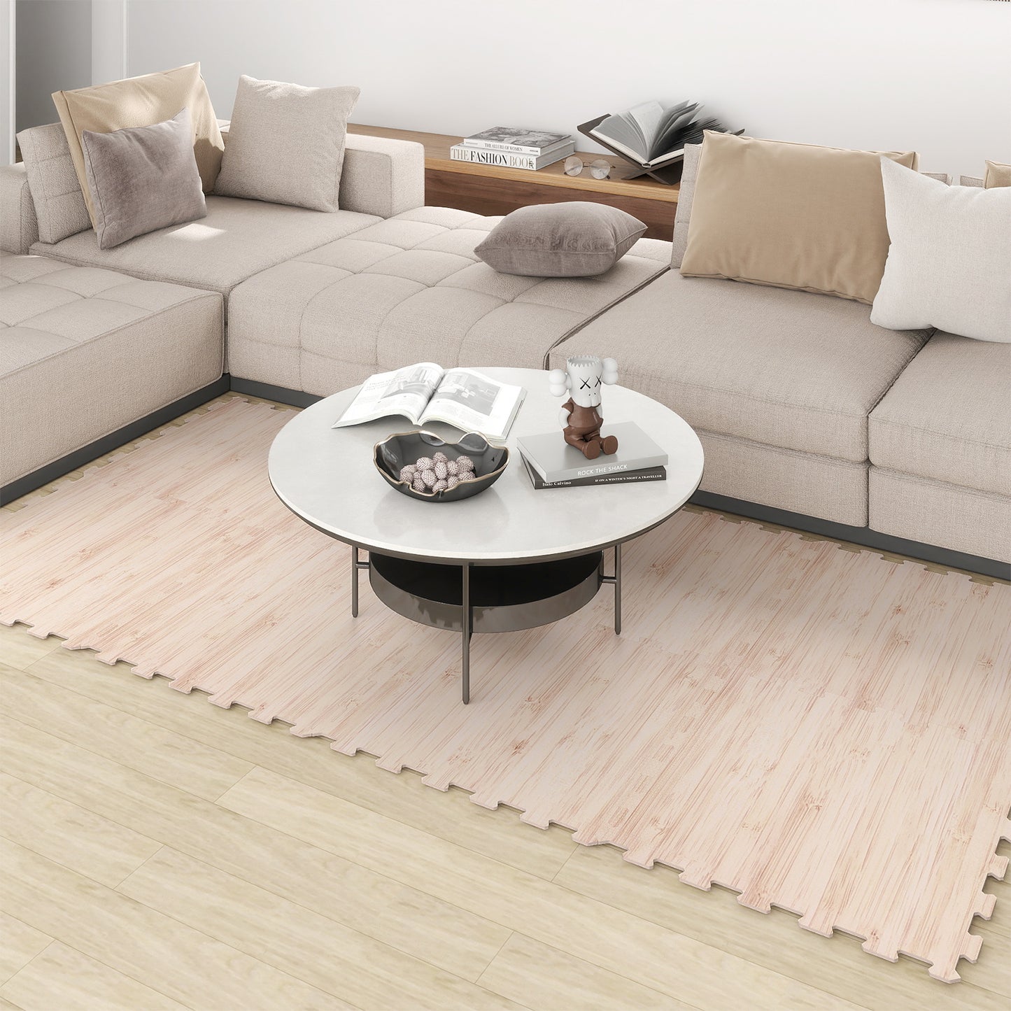 8 Pieces EVA Foam Floor Tiles with Wood Texture, Natural Decorative Fencing & Flooring at Gallery Canada