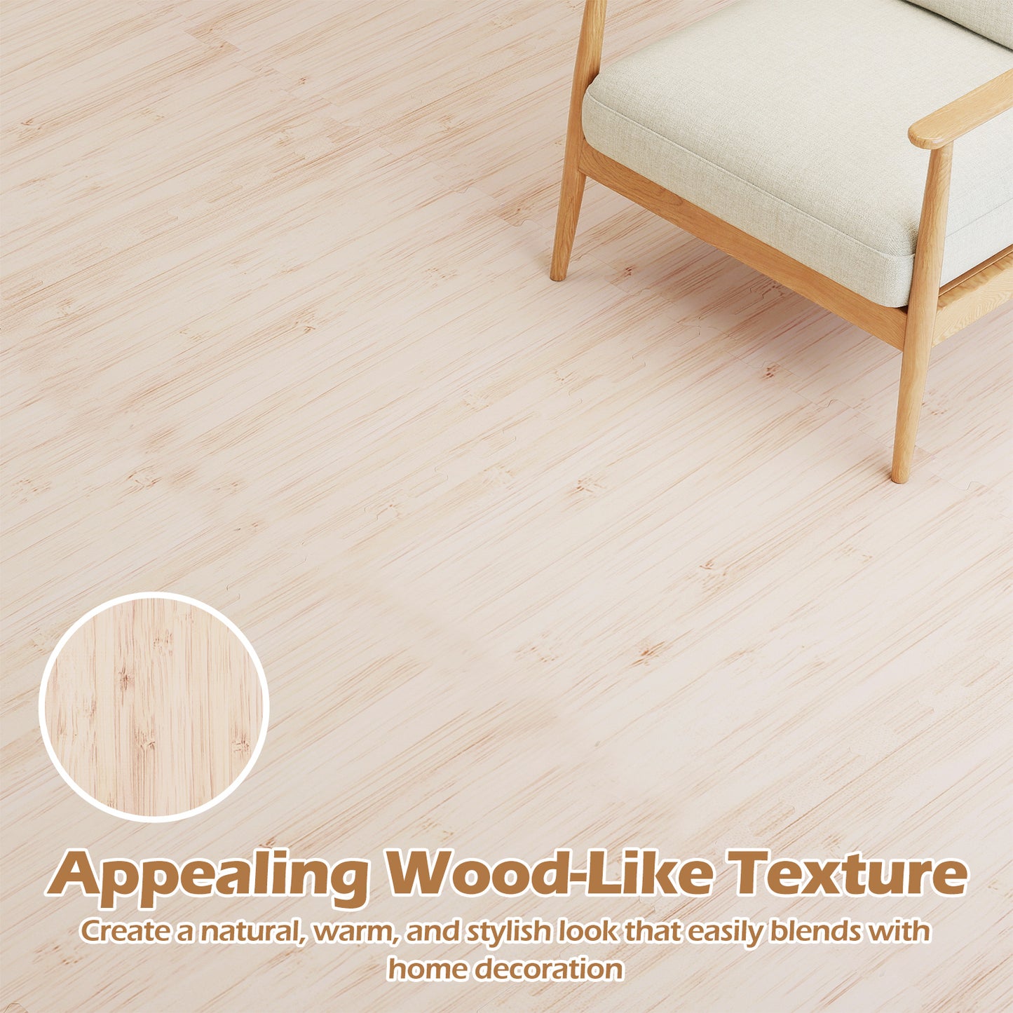 8 Pieces EVA Foam Floor Tiles with Wood Texture, Natural Decorative Fencing & Flooring at Gallery Canada