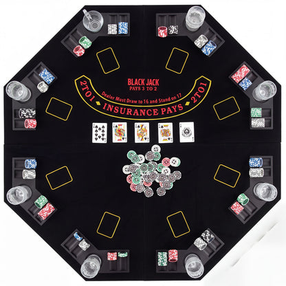 8-Player Portable Poker Table Top, Black Game Room Black at Gallery Canada