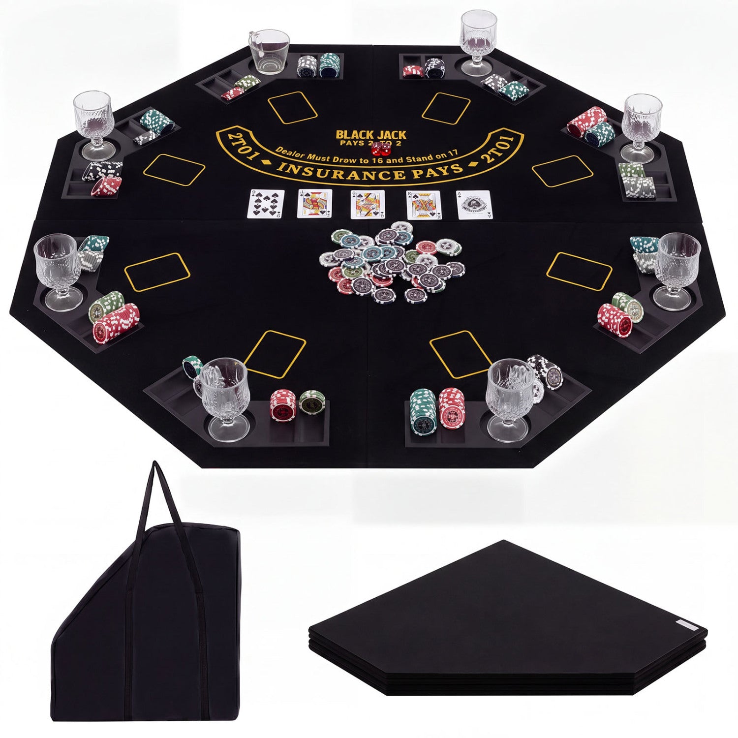 8-Player Portable Poker Table Top, Black Game Room at Gallery Canada