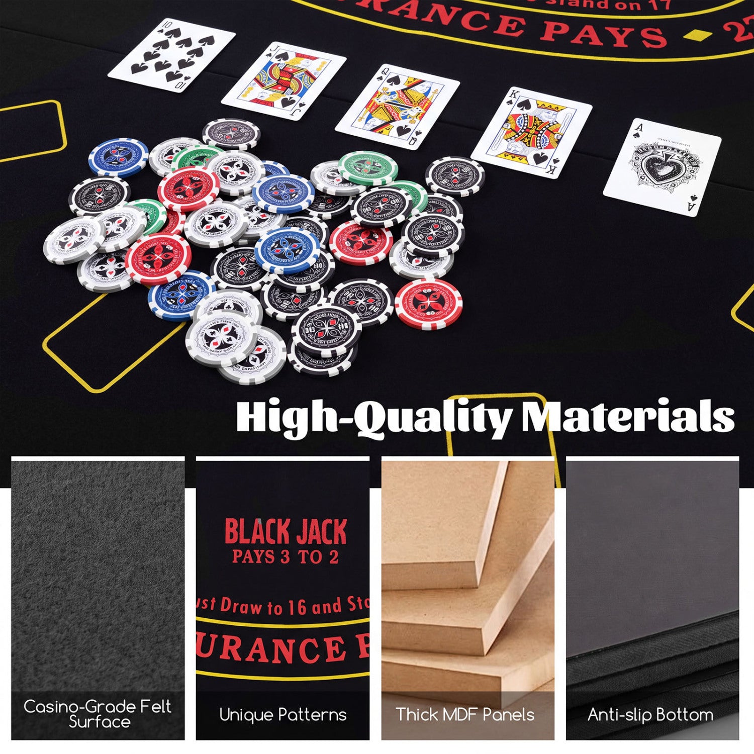 8-Player Portable Poker Table Top, Black Game Room at Gallery Canada