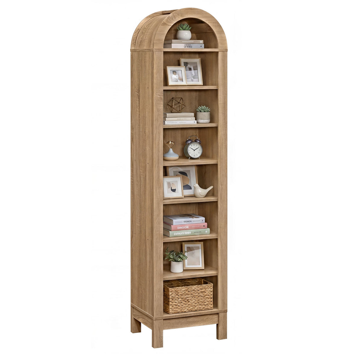 8-Tier Arch Bookshelf, 3 Adjustable Shelves, Natural Bookcases at Gallery Canada