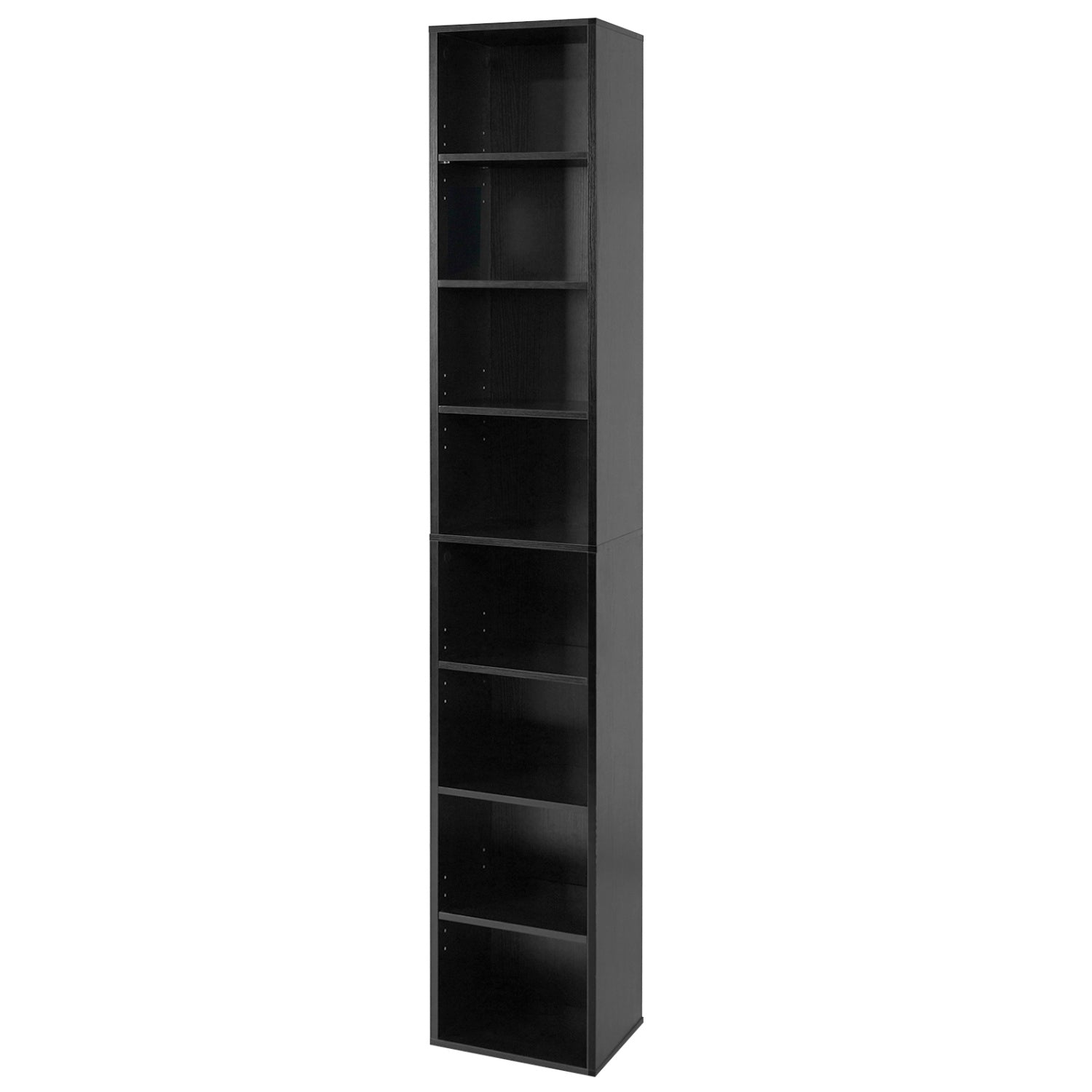 8-Tier Narrow Bookshelf, Adjustable Shelves, Storage Cubes, Black Bookcases Black at Gallery Canada