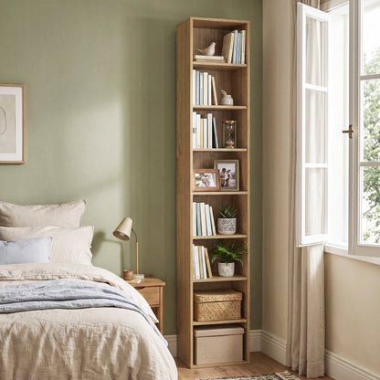 8-Tier Narrow Bookshelf, Adjustable Shelves, Storage Cubes, Natural Bookcases at Gallery Canada