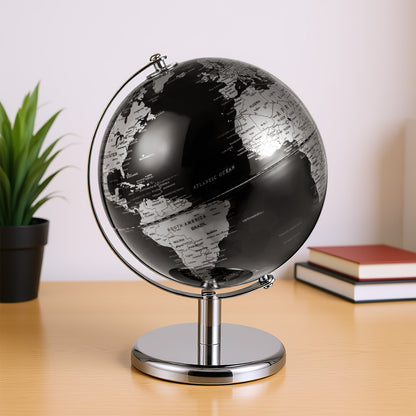 8" World Globe, Modern Decorative Tabletop Earth Globe, Silver Learning Toys at Gallery Canada