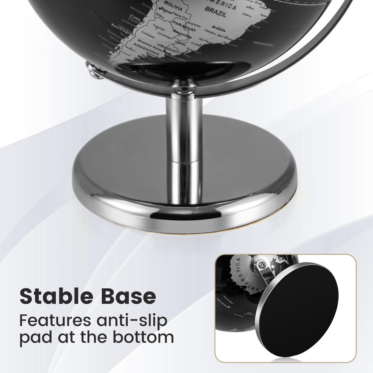 8" World Globe, Modern Decorative Tabletop Earth Globe, Silver Learning Toys at Gallery Canada